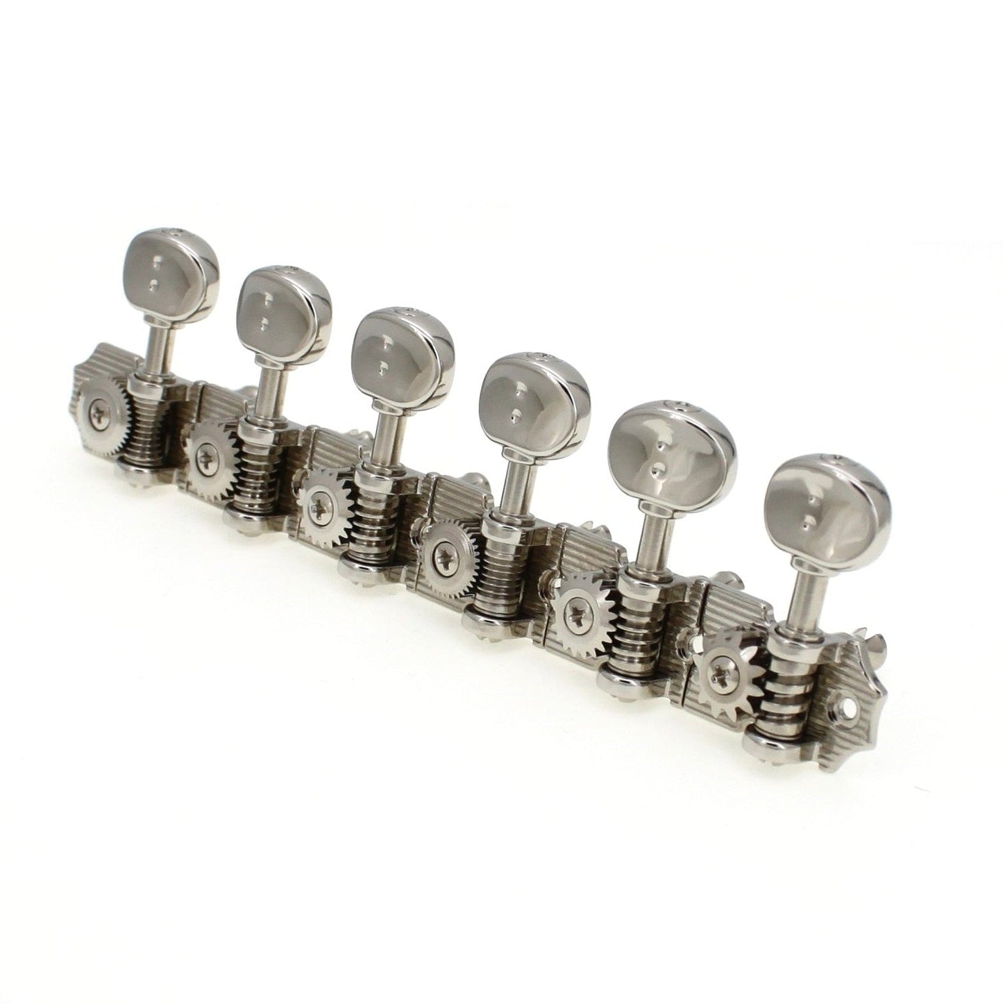 Ratio by Graph Tech (12:1 to 39:1) 6-In-Line Left Retro Fender Style Ratio Machine Heads (PRN-4624-LN0, Nickel Finish)
