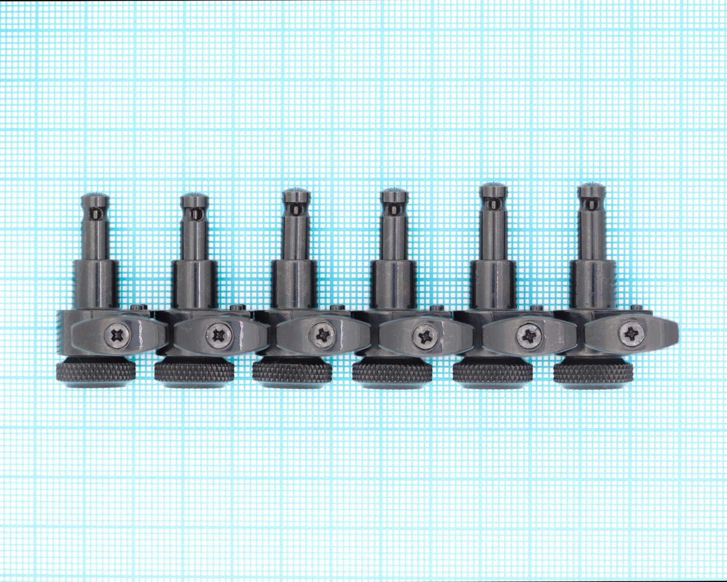 6-In-Line Ratio Lefty Electric Locking Machine Heads Staggered Posts (PRL-9721-L, Select Finish and Button) - Graph Tech Guitar Labs