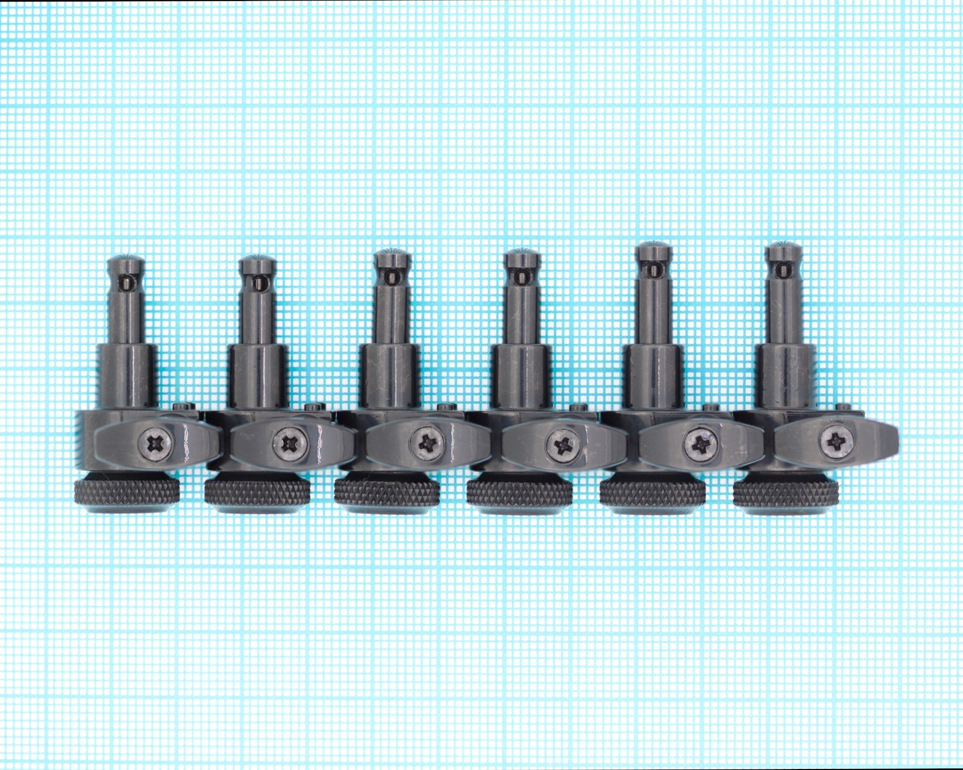 6-In-Line Ratio Lefty Electric Locking Machine Heads Staggered Posts (PRL-9721-L, Select Finish and Button) - Graph Tech Guitar Labs