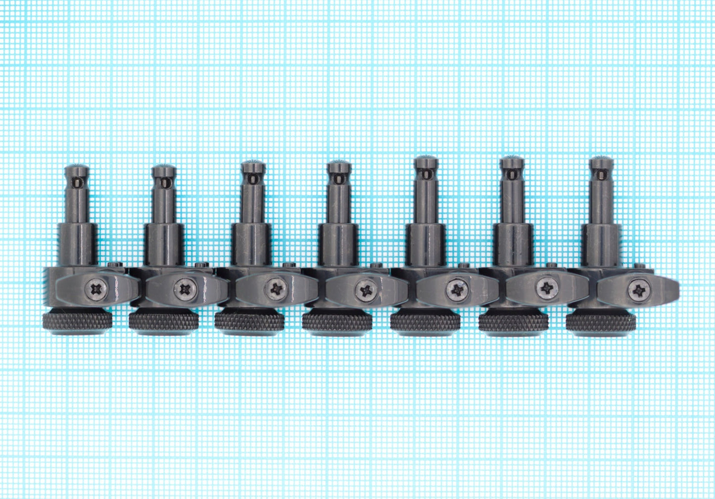 7 String: 7-In-Line Ratio Lefty Electric Locking Machine Heads Staggered Posts (PRL-9721-Lx7, Select Finish and Button) - Graph Tech Guitar Labs