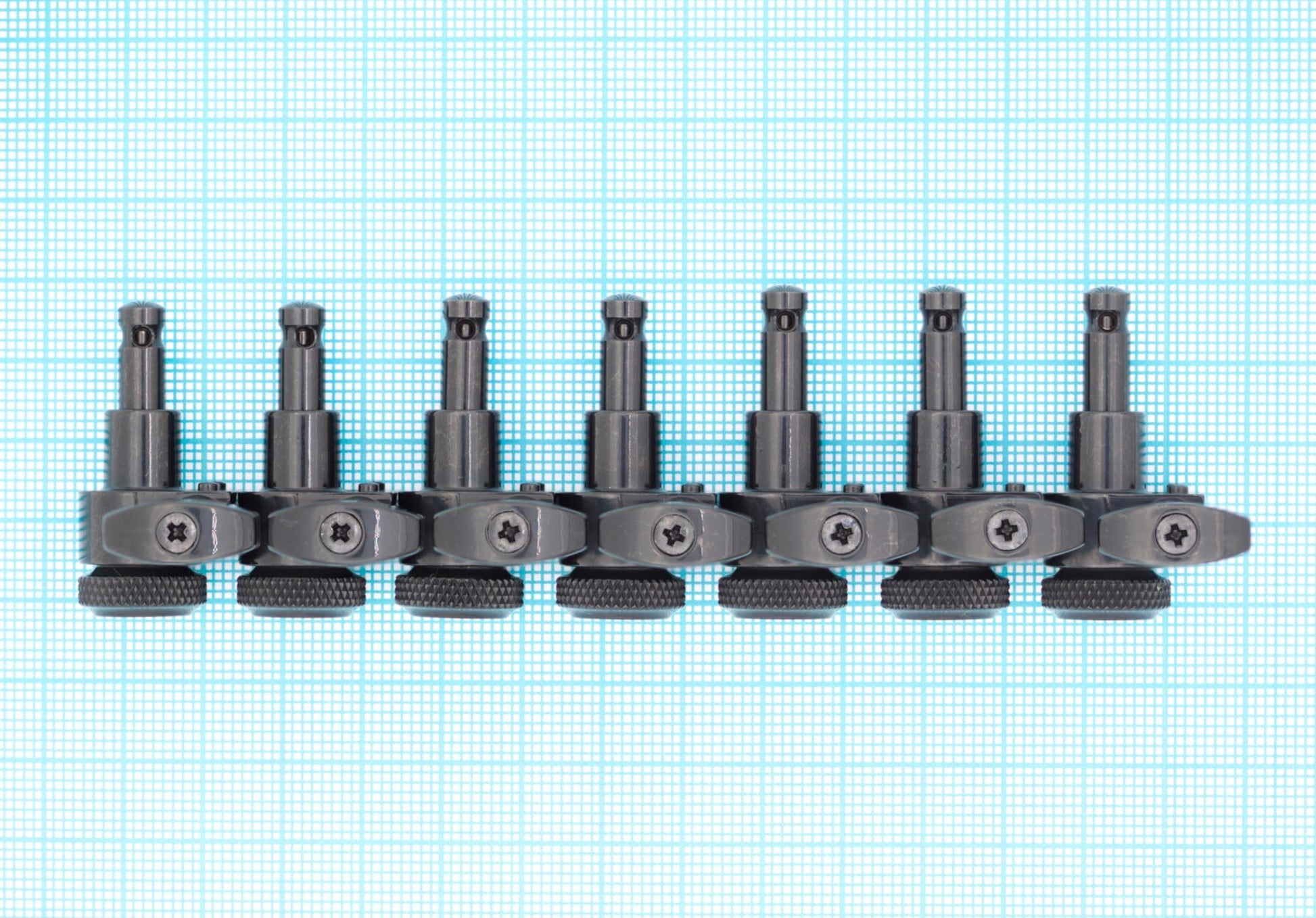 7 String: 7-In-Line Ratio Lefty Electric Locking Machine Heads Staggered Posts (PRL-9721-Lx7, Select Finish and Button) - Graph Tech Guitar Labs