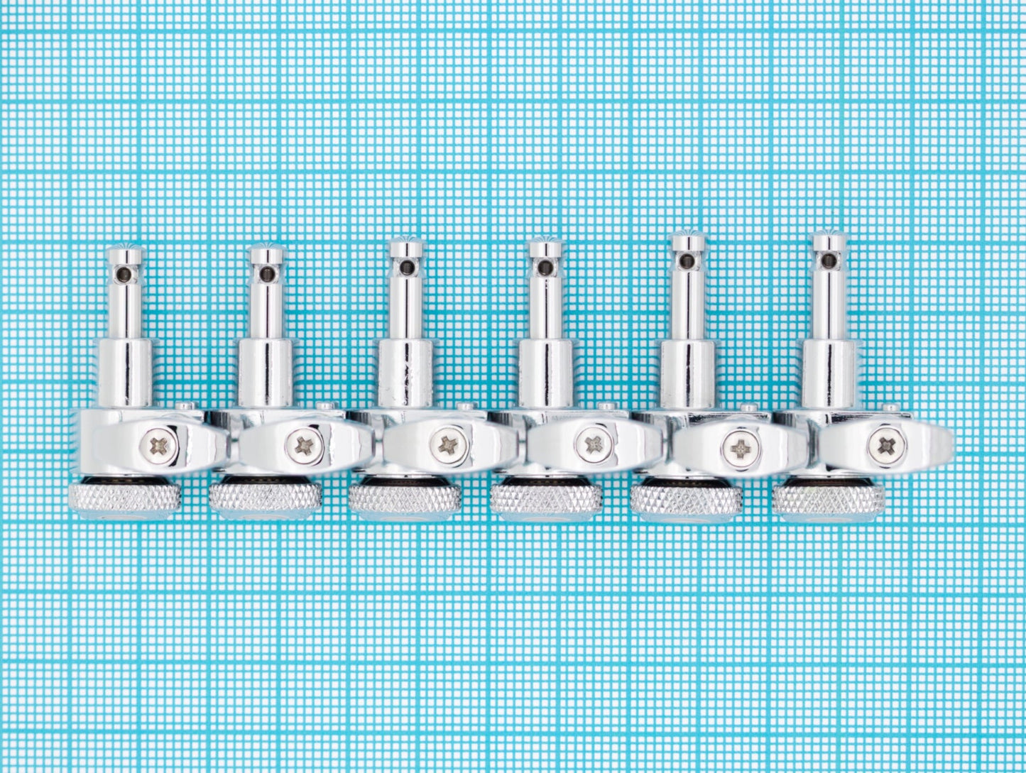 6-In-Line Ratio Lefty Electric Locking Machine Heads Staggered Posts (PRL-9721-L, Select Finish and Button) - Graph Tech Guitar Labs