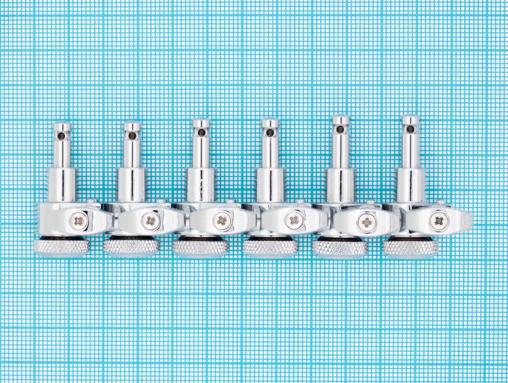 6-In-Line Ratio Lefty Electric Locking Machine Heads Staggered Posts (PRL-9721-L, Select Finish and Button) - Graph Tech Guitar Labs