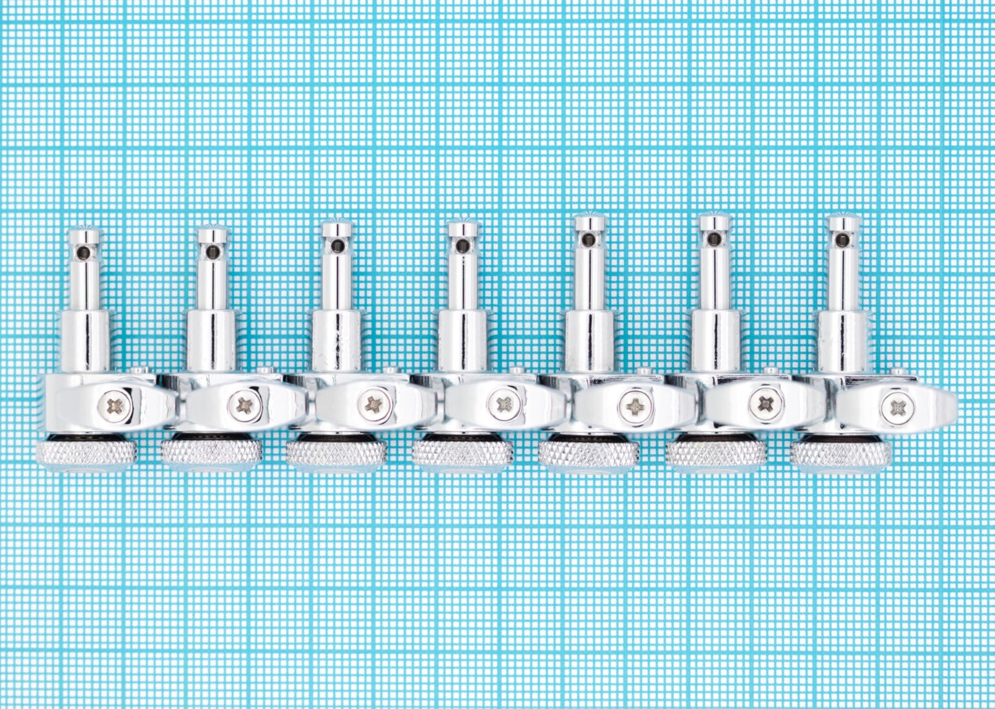 7 String: 7-In-Line Ratio Lefty Electric Locking Machine Heads Staggered Posts (PRL-9721-Lx7, Select Finish and Button) - Graph Tech Guitar Labs