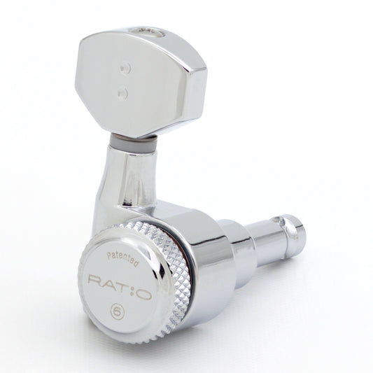 6-In-Line Ratio Electric Locking Machine Heads Staggered Posts (PRL-9721, Select Finish and Button Style) - Graph Tech Guitar Labs