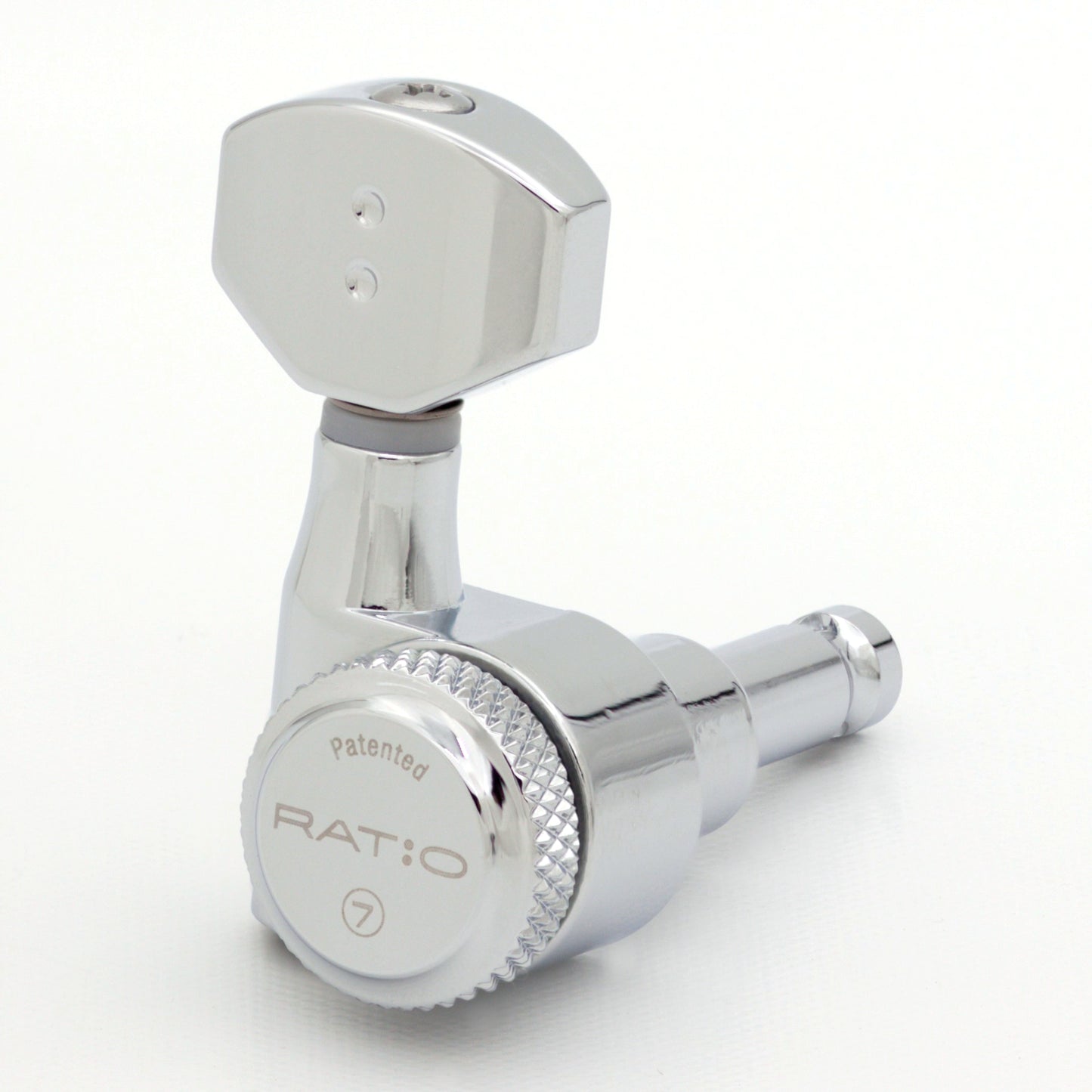 7 String: 7-In-Line Ratio Electric Locking Machine Heads Staggered Posts (PRL-9721-x7, Select Finish and Button) - Graph Tech Guitar Labs