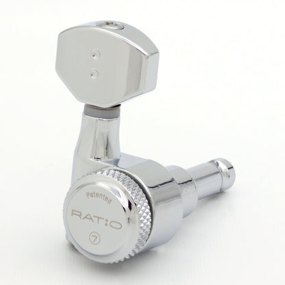 7 String: 7-In-Line Ratio Electric Locking Machine Heads Staggered Posts (PRL-9721-x7, Select Finish and Button) - Graph Tech Guitar Labs