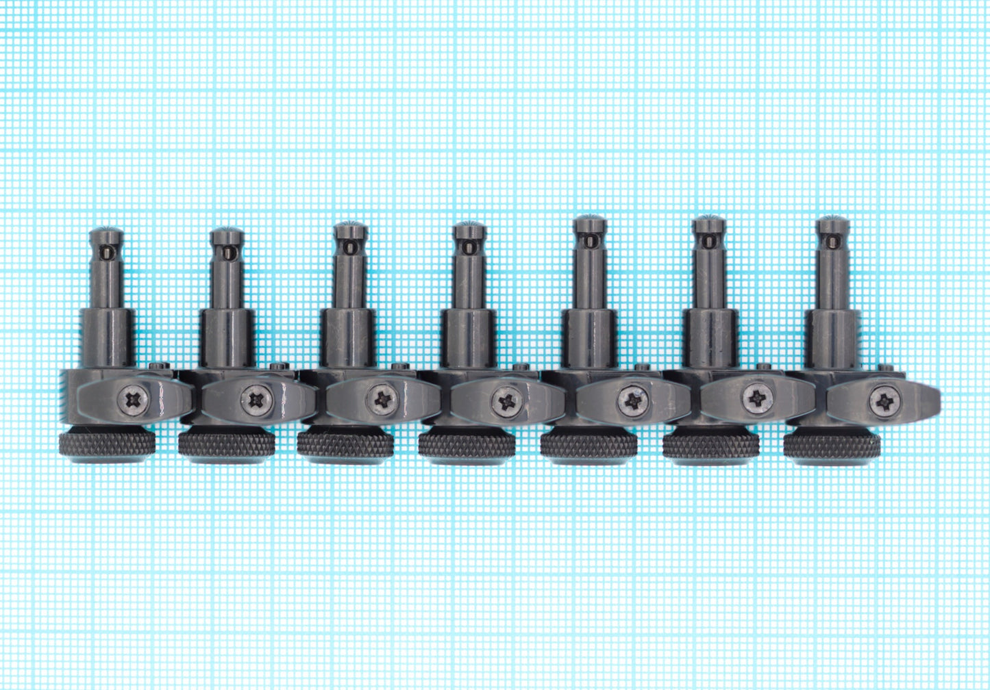 7 String: 7-In-Line Ratio Lefty Electric Locking Machine Heads Staggered Posts (PRL-9721-Lx7, Select Finish and Button) - Graph Tech Guitar Labs