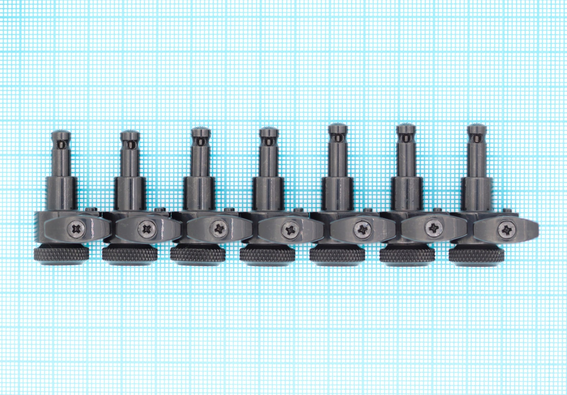 7 String: 7-In-Line Ratio Lefty Electric Locking Machine Heads Staggered Posts (PRL-9721-Lx7, Select Finish and Button) - Graph Tech Guitar Labs