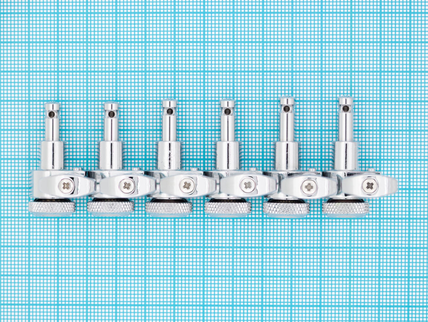 6-In-Line Ratio Lefty Electric Locking Machine Heads Staggered Posts (PRL-9721-L, Select Finish and Button) - Graph Tech Guitar Labs