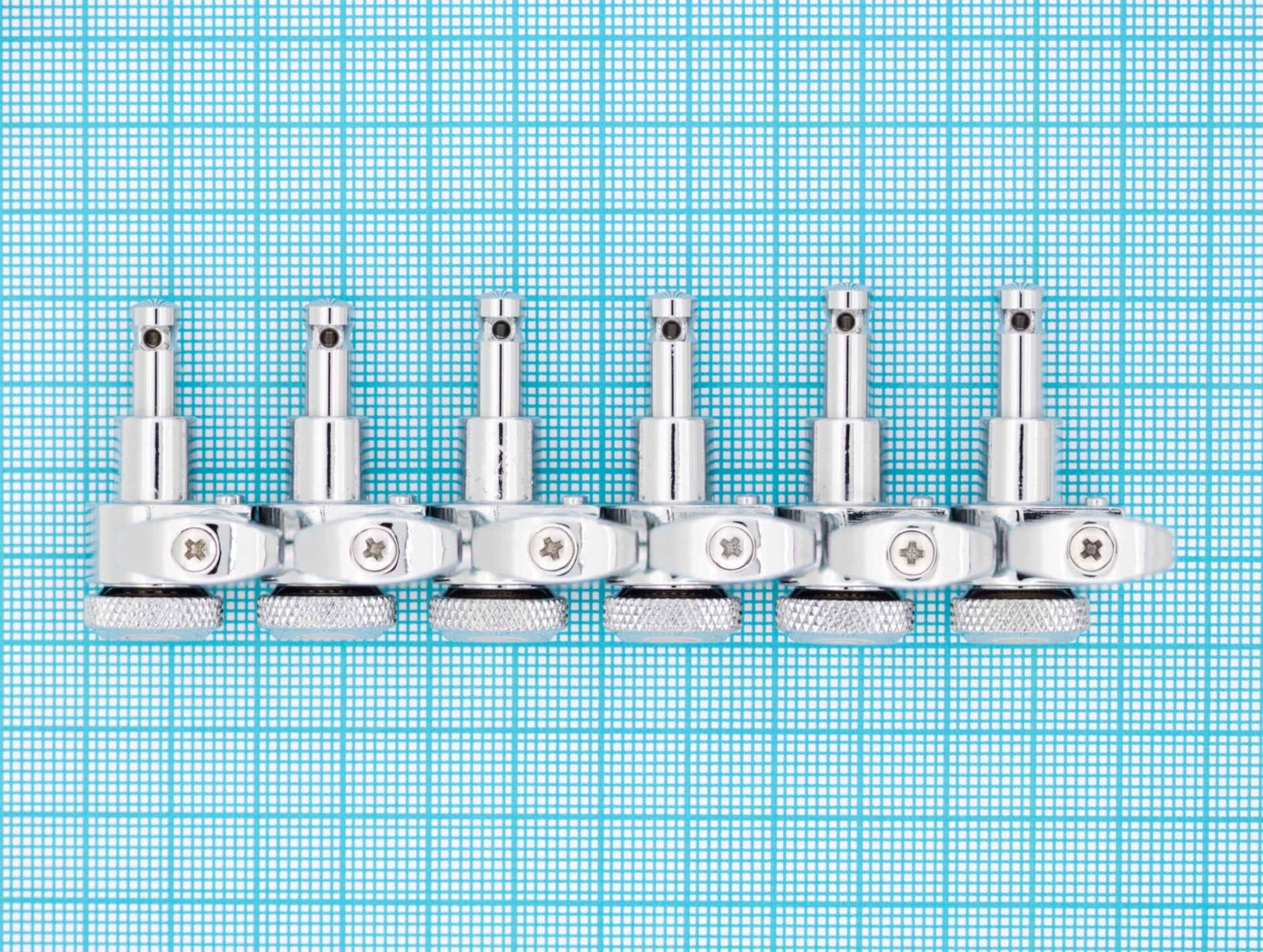 6-In-Line Ratio Lefty Electric Locking Machine Heads Staggered Posts (PRL-9721-L, Select Finish and Button) - Graph Tech Guitar Labs