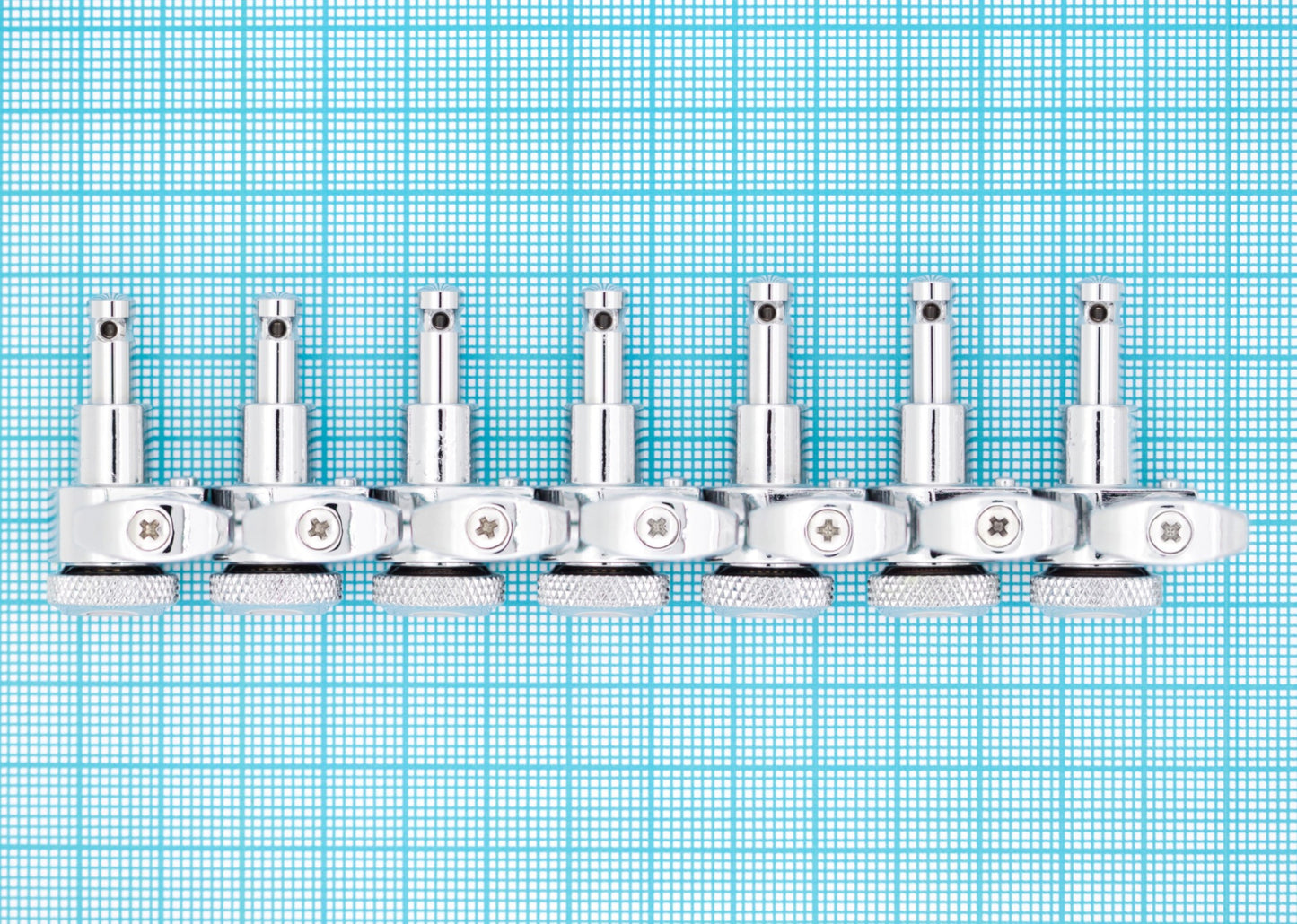 7 String: 7-In-Line Ratio Lefty Electric Locking Machine Heads Staggered Posts (PRL-9721-Lx7, Select Finish and Button) - Graph Tech Guitar Labs